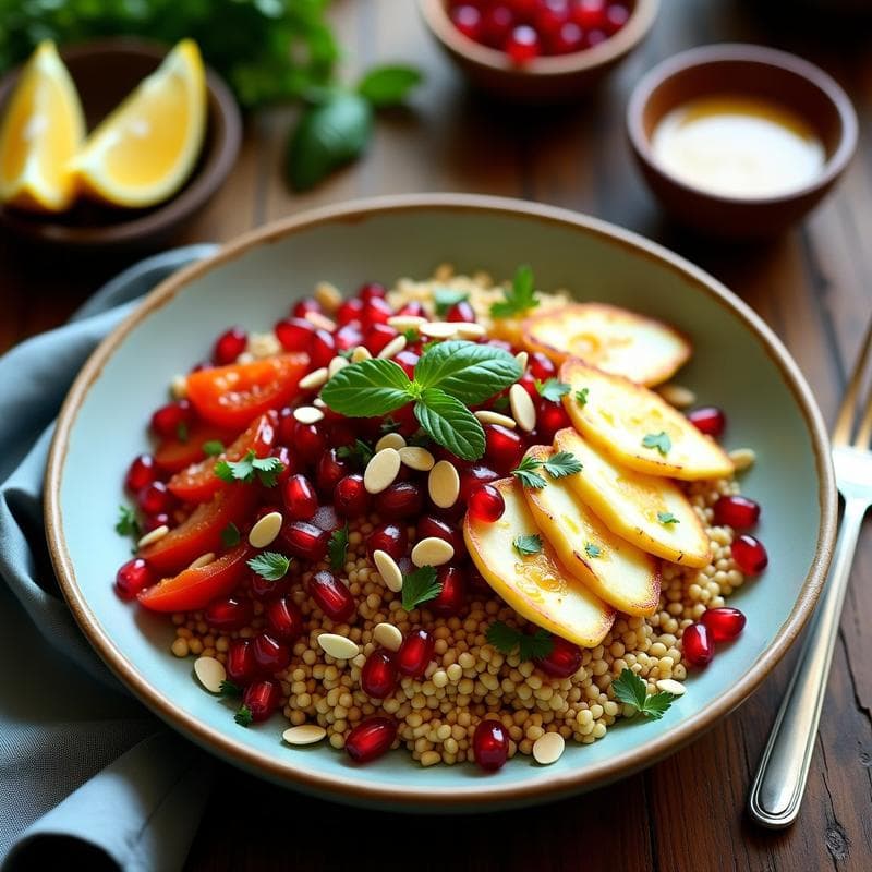 Bowl de Freekeh con Granada y Queso Halloumi: Receta Árabe Alta en Fibra