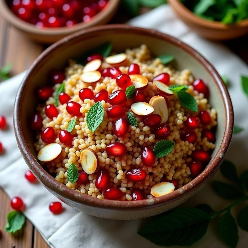 Bowl de Freekeh con Granados y Aderezo de Tamarindo: Receta Libanesa Alta en Fibra en 20 Minutos