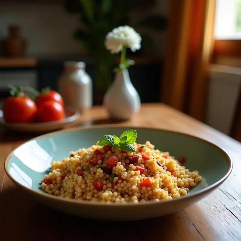 Bowl de Freekeh con Granitos de Granada y Aderezo de Granada Molida: Receta Libanes Vegana y Crudivegana