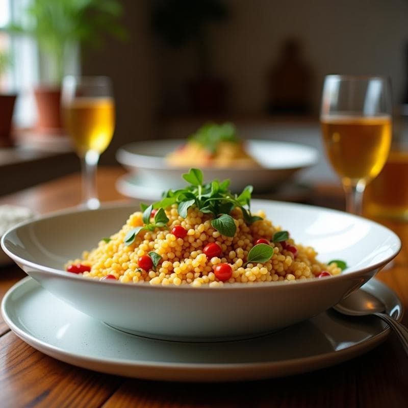 Bowl de Freekeh con Granos de Granada y Vinagreta de Naranja Amarga: Receta Libanesa Crudivegana