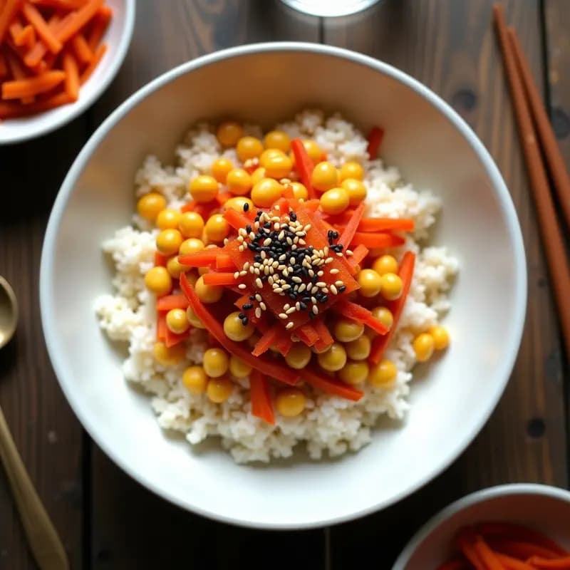 Bowl de Frijoles Mungo y Kimchi: Receta Coreana Alta en Fibra y Probióticos
