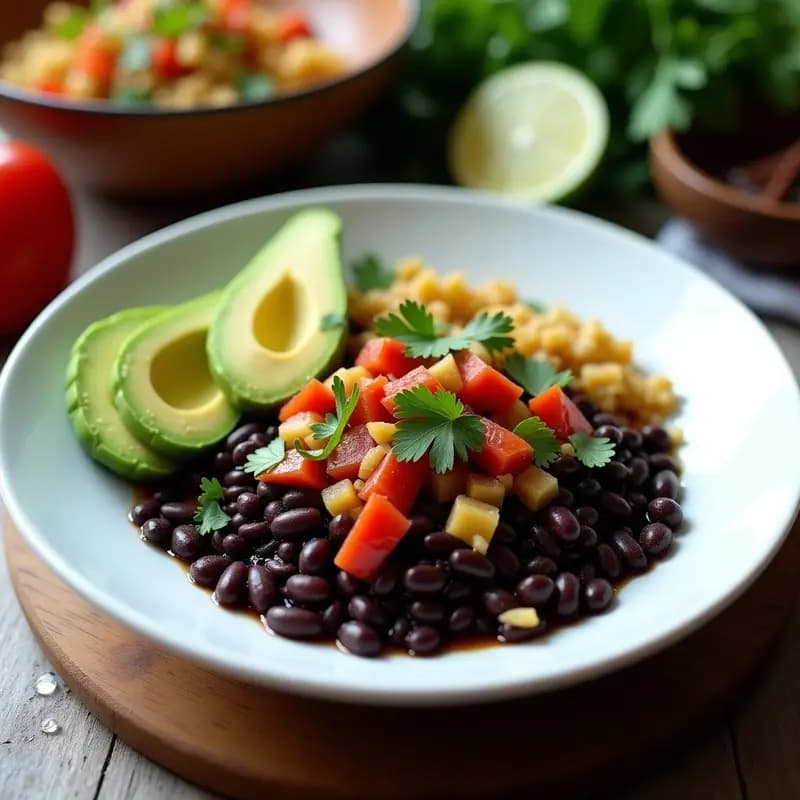 Bowl de Frijoles Negros, Arroz Salvaje y Aguacate: Receta Cubana Vegana y Alta en Fibra