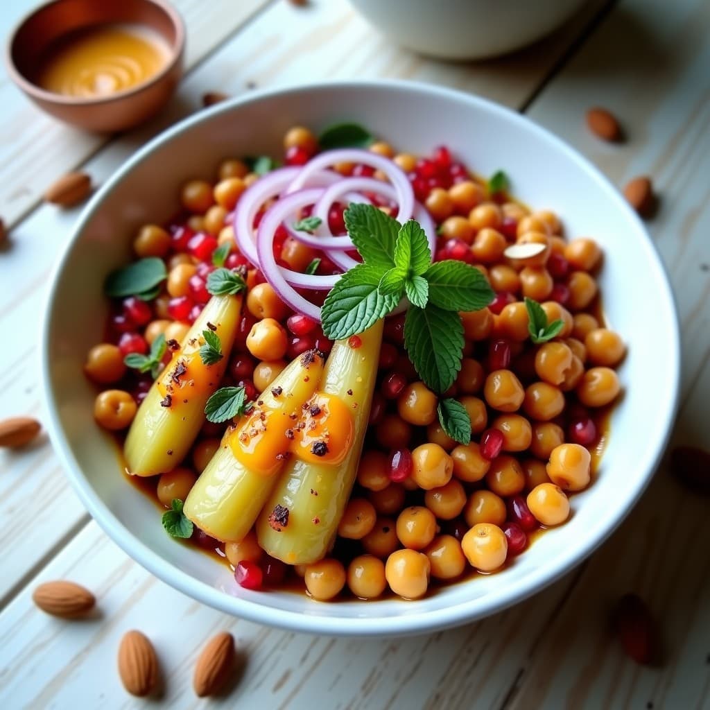 Bowl de Hinojo Asado y Garbanzos con Aderezo de Naranja Amarga: Receta libanesa Vegana