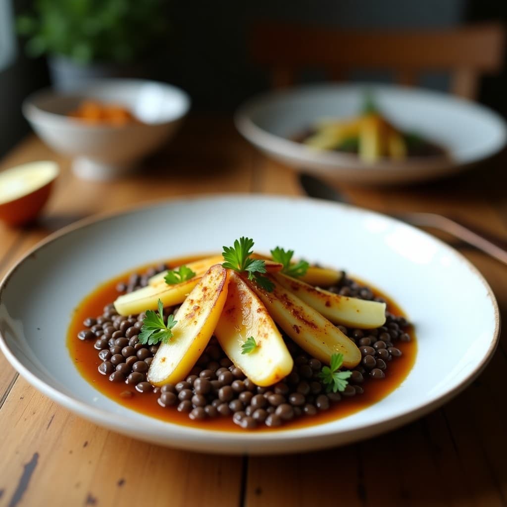 Bowl de Hinojo Asado y Lentejas Beluga con Vinagreta de Naranja Sanguina: Receta Mediterránea Alta en Hierro