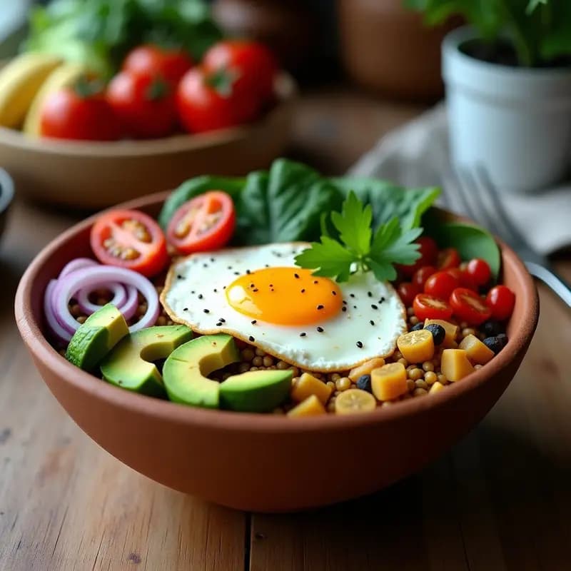 Bowl de Inca con Kiwicha, Palta y Huevo Poché: Desayuno Peruano Alta en Omega-3