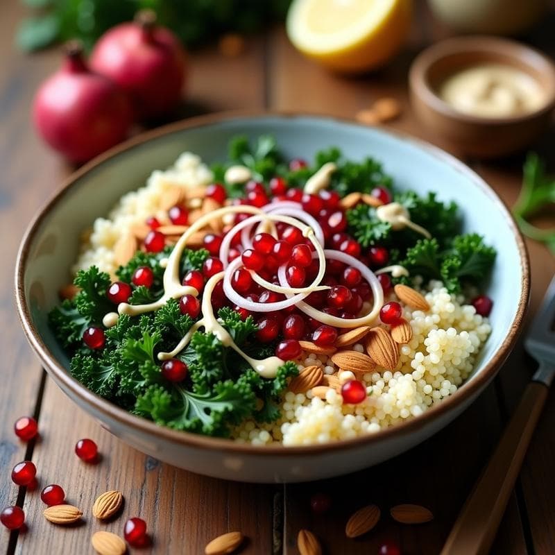 Bowl de Kalette y Quinoa con Tahini y Granado: Receta Antiinflamatoria y Crujiente