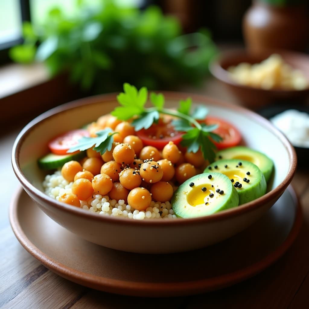 Bowl de Kinua con Garbanzos Crujientes y Aguacate: Receta Peruana Keto y Sin Gluten