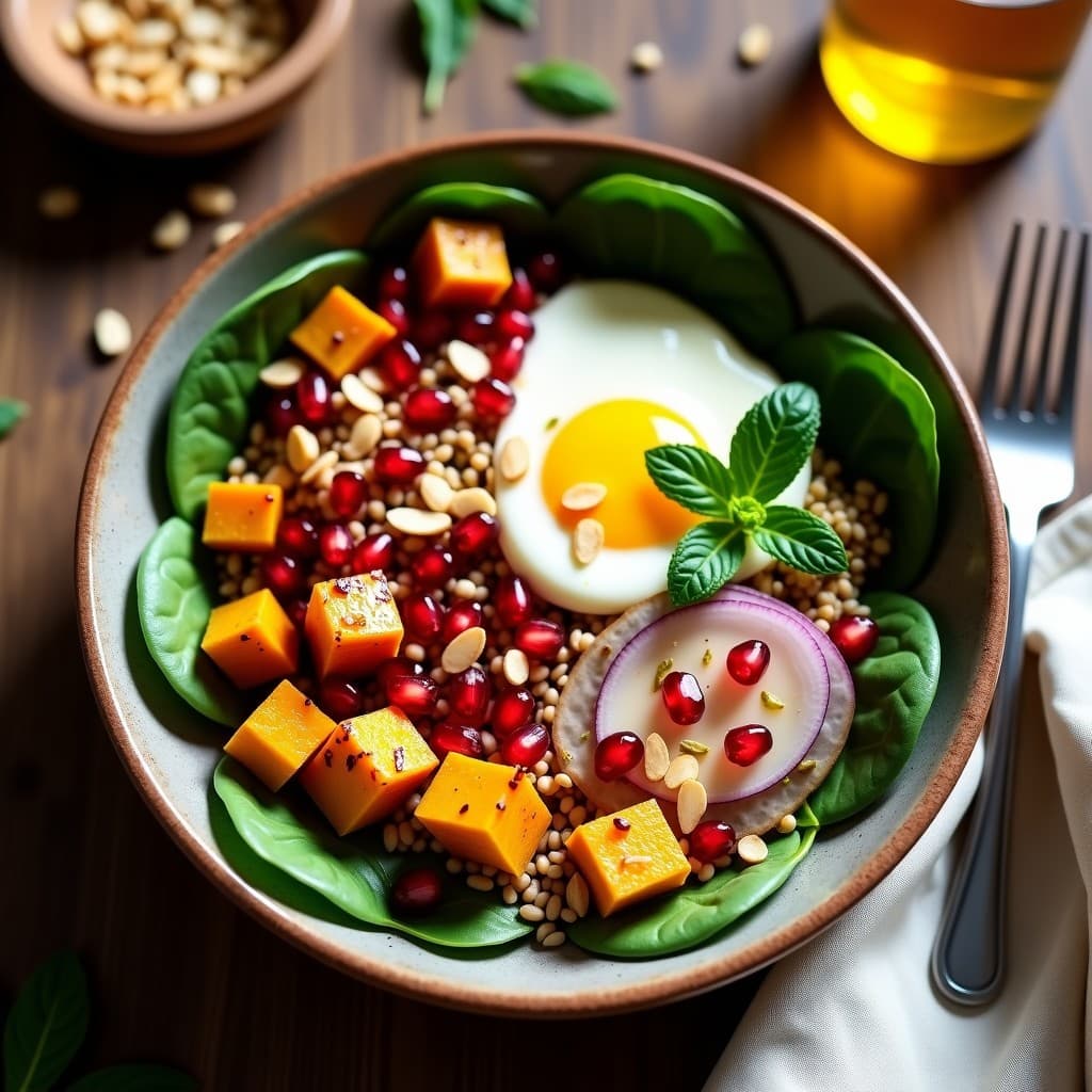 Bowl de Mijo con Calabaza Butternut y Vinagreta de Tahini: Desayuno Sirio Vegano y Sin Gluten