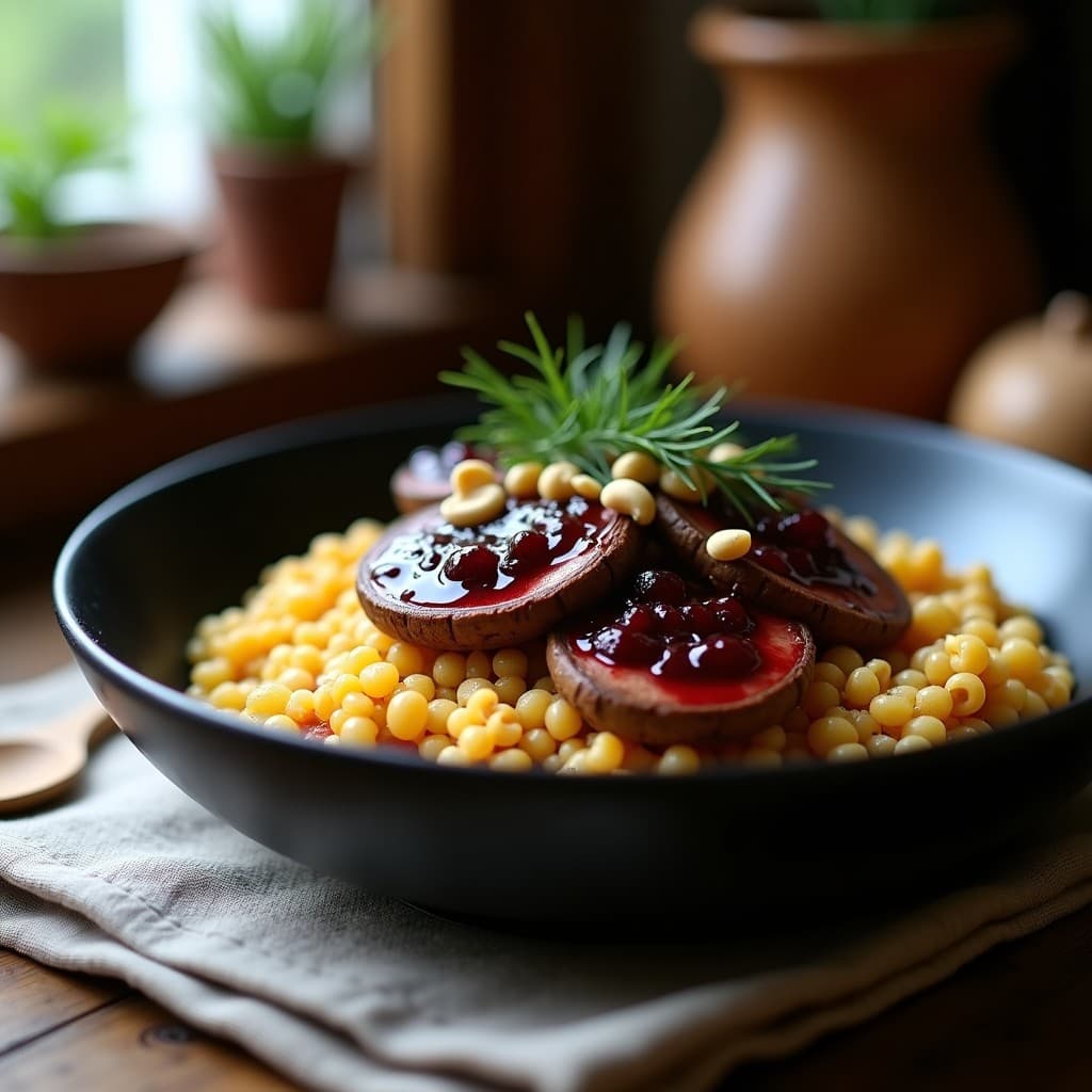 Bowl de Mijo y Champiñones Portobello con Salsa de Arándanos: Receta Rusa Sin Gluten