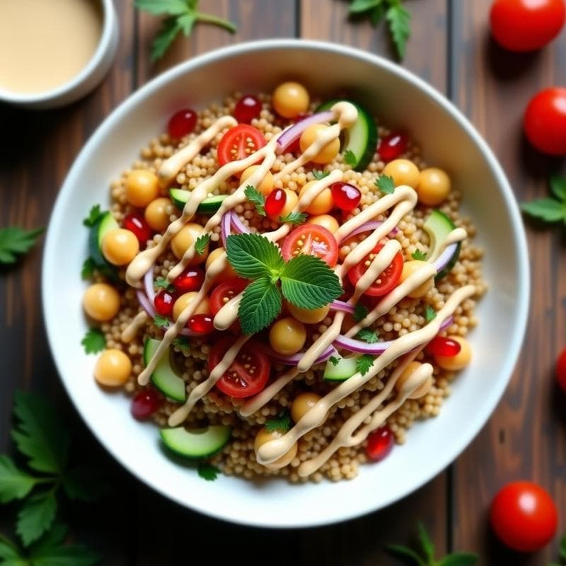 Bowl de Mijo con Garbanzos Crujientes y Salsa de Tahini: Receta Árabe en Airfryer