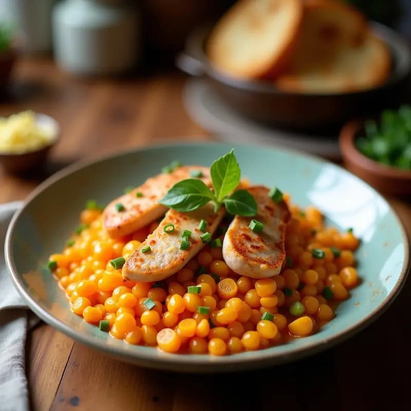 Bowl de Mijo con Pollo al Saffron y Granitos de Naranjas Sanguinas: Receta Persa