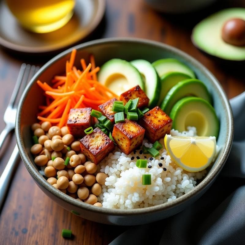 Bowl de Miso y Tofu Ahumado: Receta en Airfryer Alta en Proteína en 20 Minutos