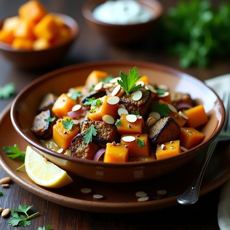 Bowl Moruno de Berenjena y Cordero: Receta en Airfryer en 25 Minutos Sin Aceite