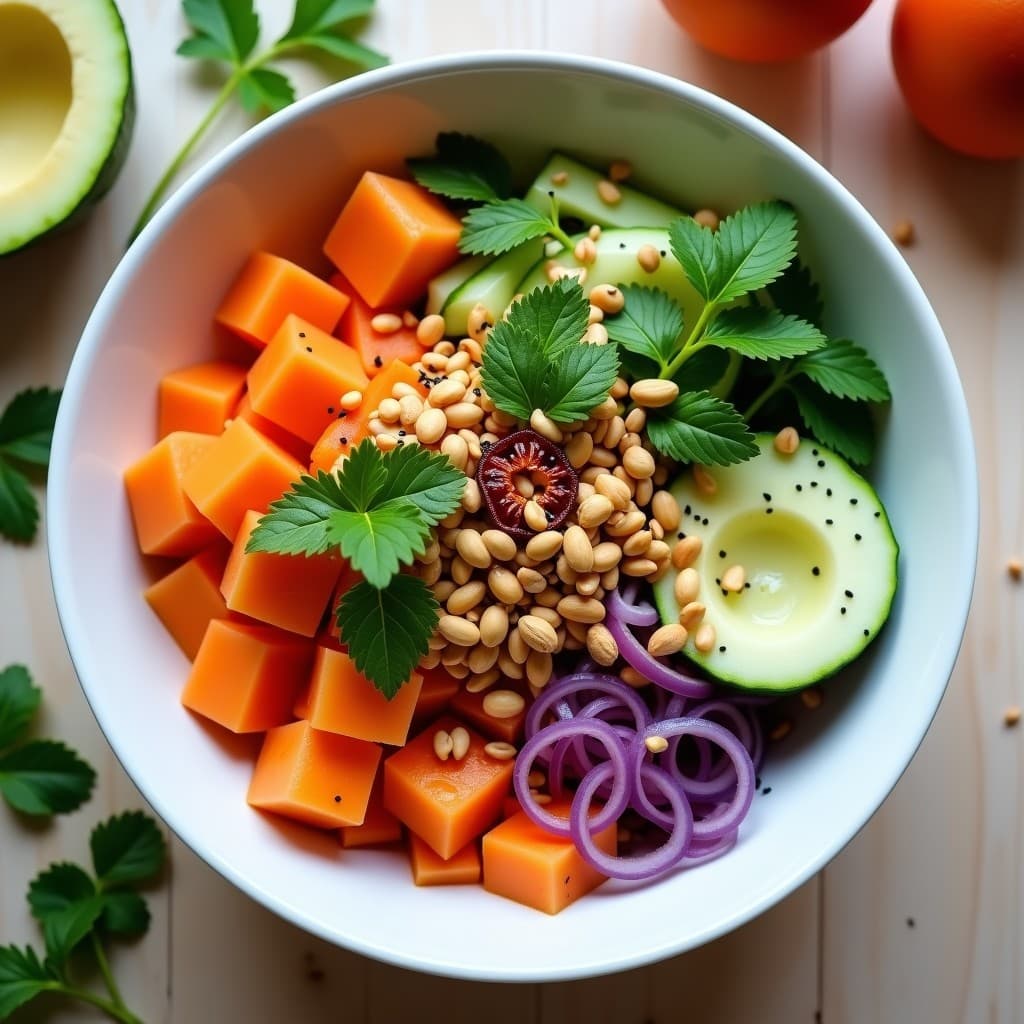 Bowl de Papaya, Pepino y Cilantro: Desayuno Detox con Toque Tailandés