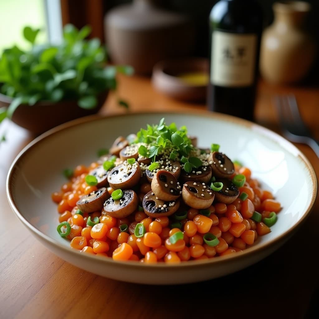 Bowl de Poke de Champiñones Portobello: Receta Vegana con Sabor Umami y Vinagreta de Sésamo