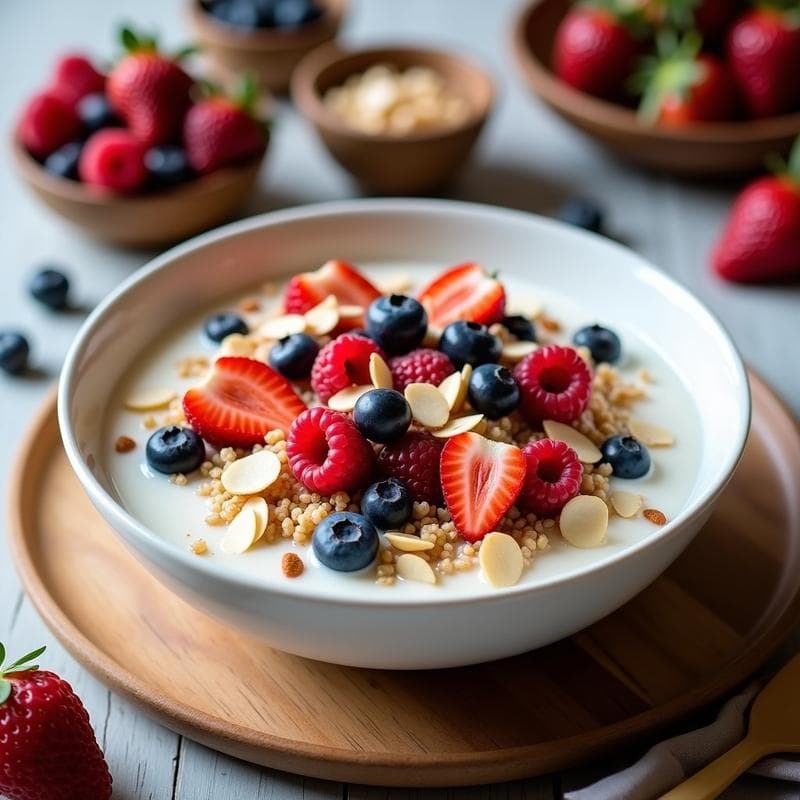 Bowl Probiótico de Kéfir y Quinoa: Receta con Frutos Rojos para Intestino Saludable en 15 Minutos