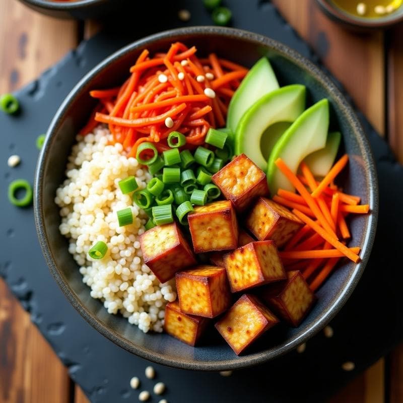 Bowl Probiótico de Quinoa con Kimchi y Tofu: Receta Express Alta en Proteína
