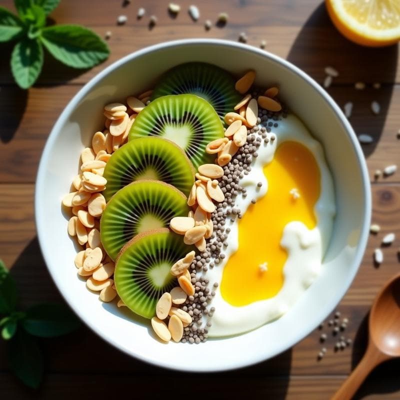 Bowl Probiótico de Yogur Griego con Kiwi y Maracuyá: Receta Digestiva en 10 Minutos