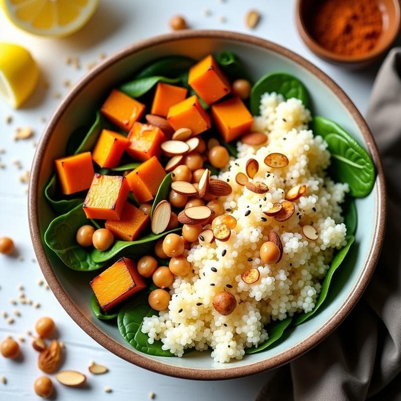 Bowl de Quinoa y Calabaza Asada: Receta con Especias Marroquíes y Toque Crujiente en 30 Minutos