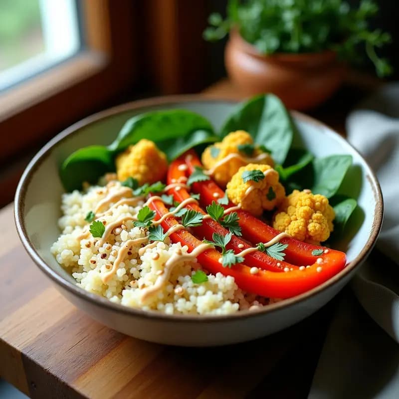 Bowl de Quinoa y Coliflor al Curry Vegano: Receta Alta en Proteína y Sin Gluten