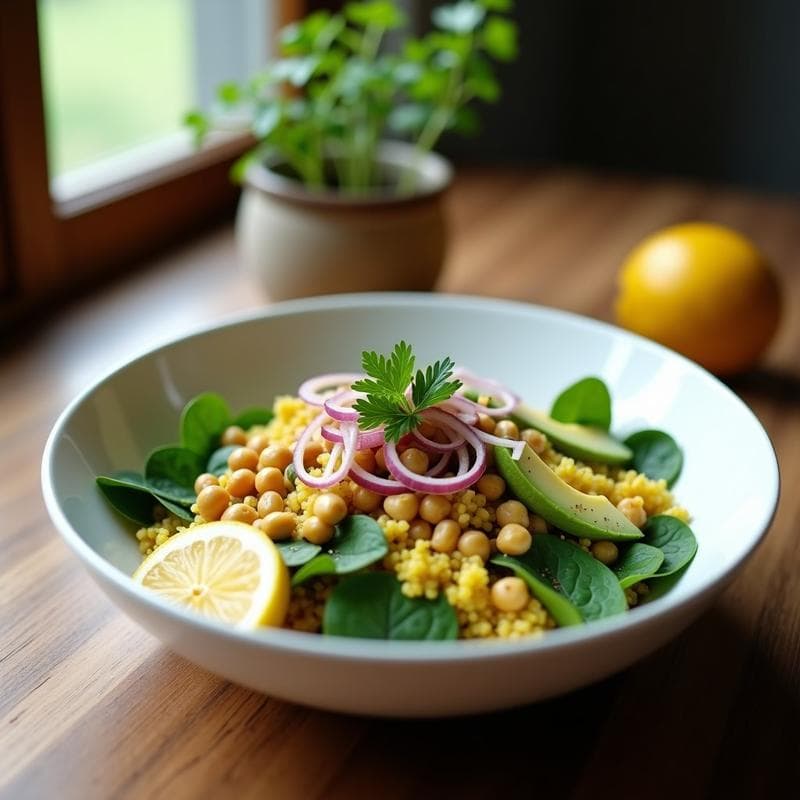 Bowl de Quinoa con Cúrcuma y Espinacas: Receta Alta en Hierro y Antioxidantes en 20 Minutos