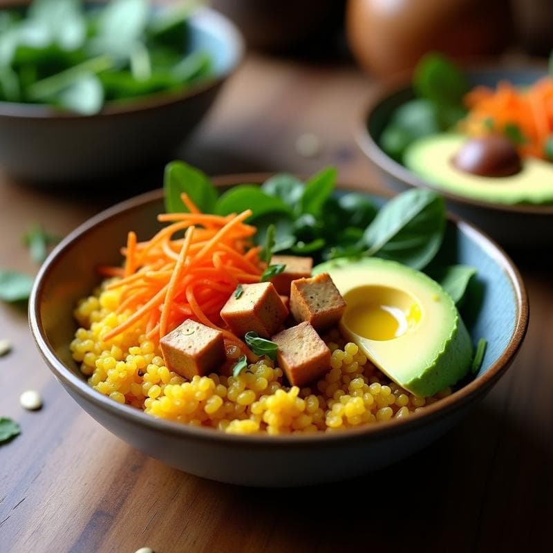Bowl de Quinoa con Cúrcuma y Tofu Ahumado: Receta Alta en Proteína y Antiinflamatoria