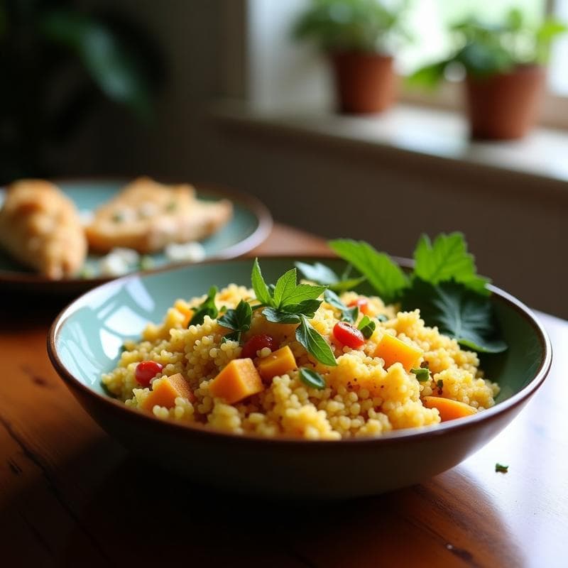 Bowl de Quinoa con Curry de Coco: Receta en Airfryer Rápida y Alta en Proteína