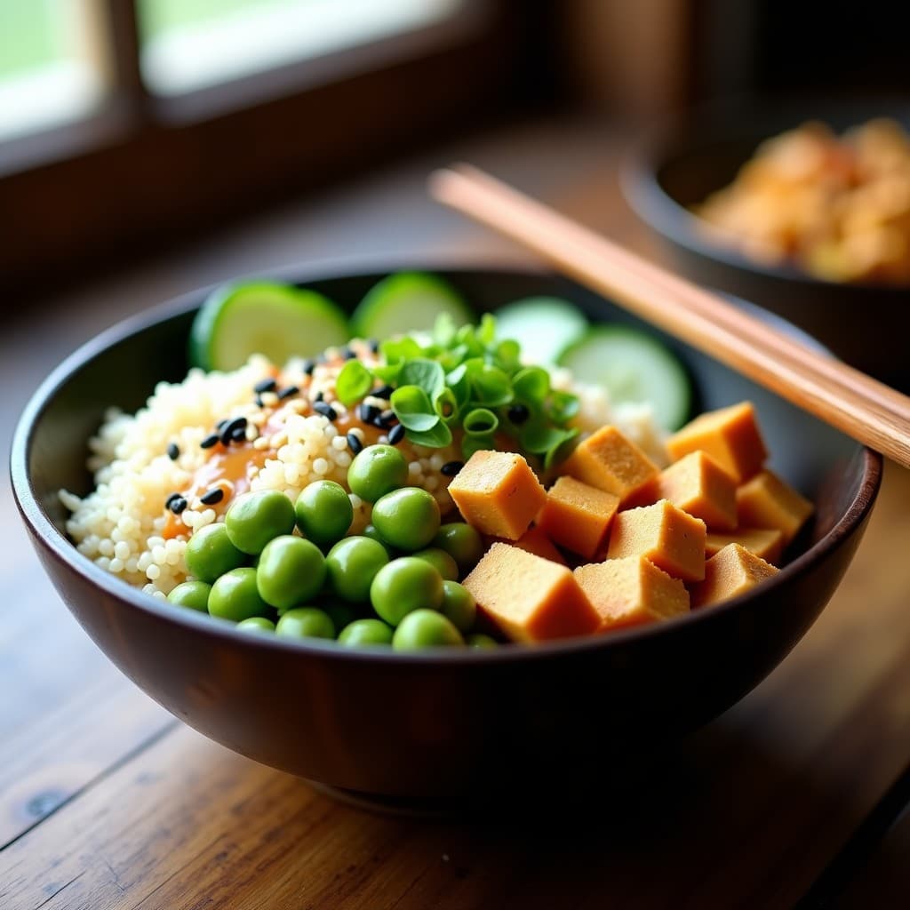Bowls de Quinoa, Edamame y Miso: Receta Japonesa Vegana y Alta en Proteína
