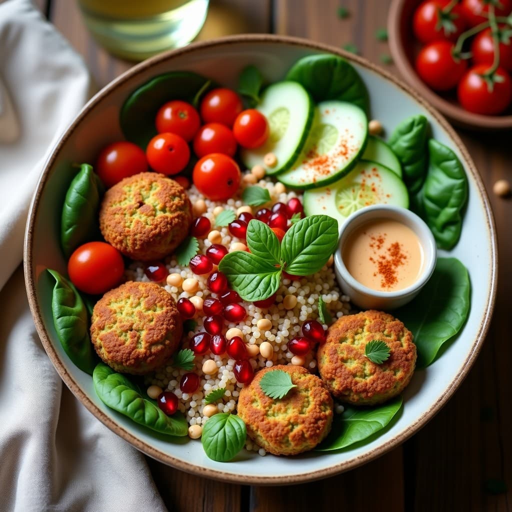 Bowl de Quinoa con Falafel y Tahini: Receta Vegana de Oriente Medio para Llevar