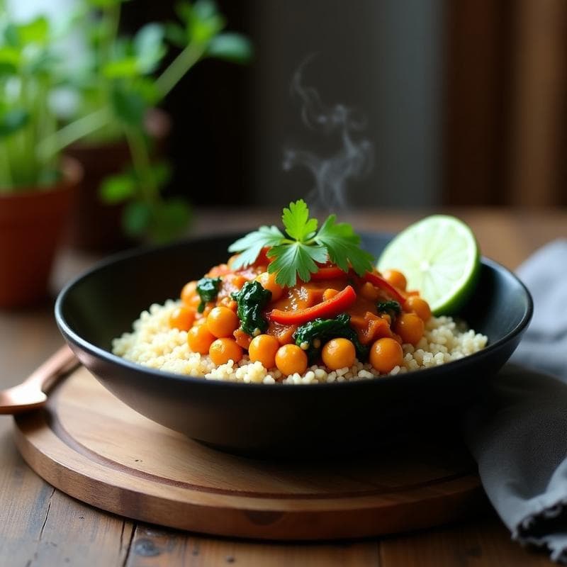 Bowl de Quinoa y Garbanzos al Curry: Receta en Ollas Superpuestas con Proteína Completa