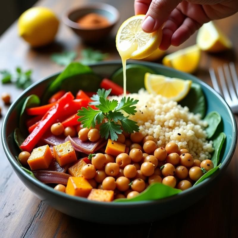 Bowl de Quinoa y Garbanzos: Receta Marroquí Express con Especias y Alta en Proteína
