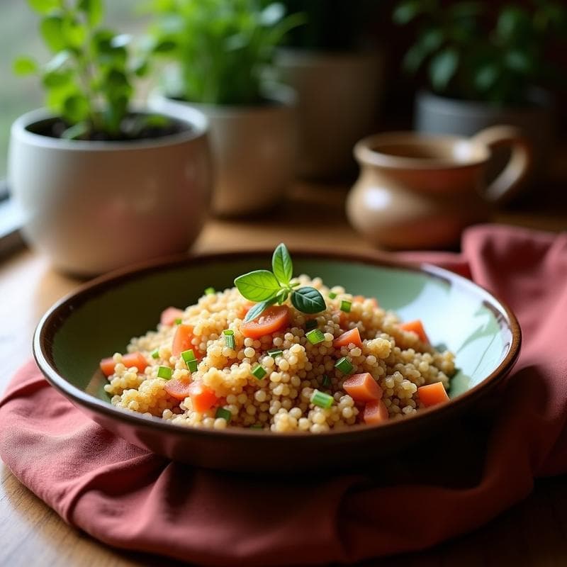 Bowl de Quinoa con Semillas de Granado y Aderezo de Rosa Mosqueta: Desayuno Antiinflamatorio y Rico en Omega-3