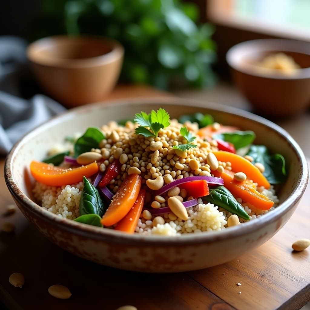 Bowl de Quinoa con Gulshan de Frutos Secos: Receta Afgana de Alta Energía