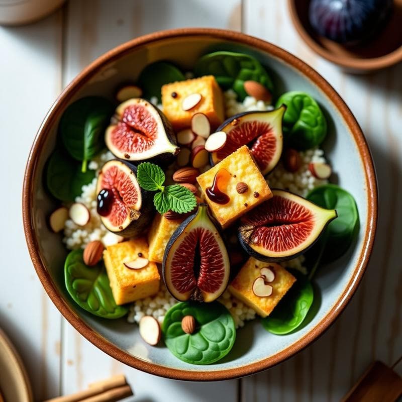 Bowl de Quinoa con Higos Asados y Queso Halloumi: Receta en Airfryer Sin Aceite