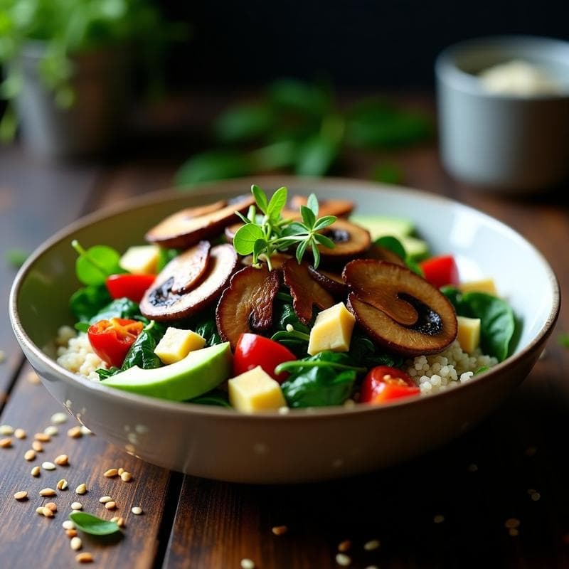 Bowl de Quinoa con Hongos Shiitake: Receta Umami en 25 Minutos con Toque Gourmet