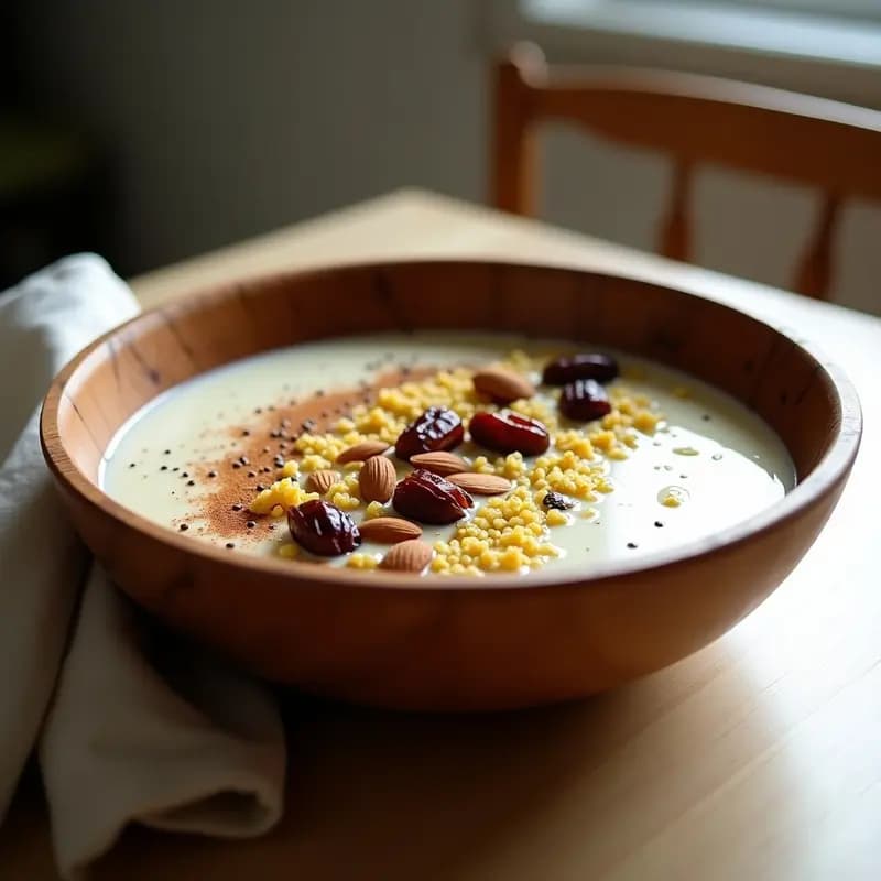 Bowl de Quinoa Inflada con Leche de Almendras y Frutas secas: Desayuno Persa Sin Gluten
