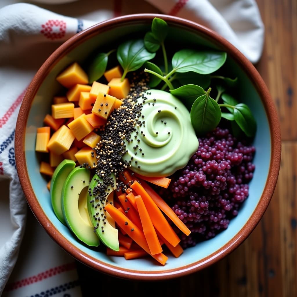 Bowl de Quinoa Morada y Algas Nori: Receta Peruana con Proteína de Guisante