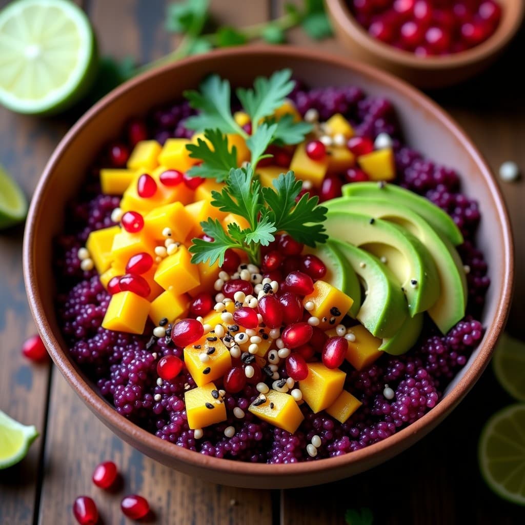Bowl de Quinoa Morada y Ceviche de Mango: Receta Peruana Sin Pescado