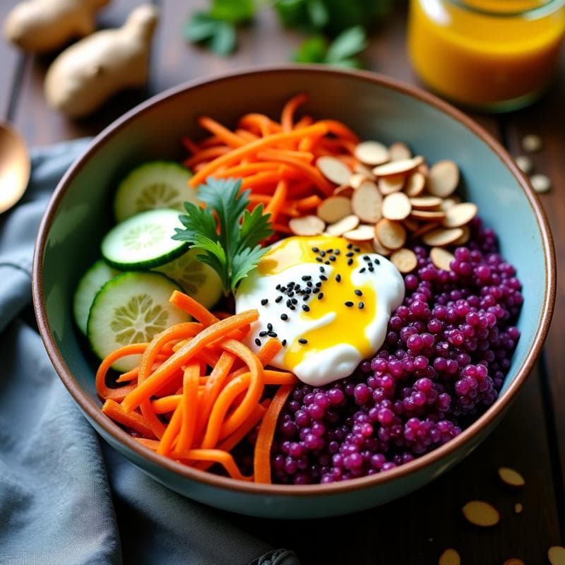 Bowl de Quinoa Morada y Hortalizas Fermentadas: Receta Detox y Probiótica