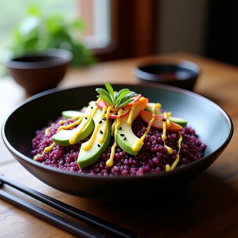 Bowl de Quinoa Morada con Pulpo Asado y Aderezo de Limón Yuzu: Receta Japonesa Alta en Proteína