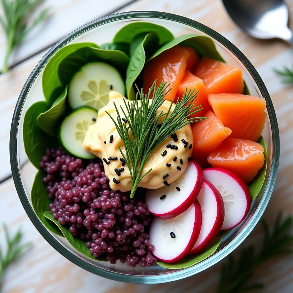 Bowl de Quinoa Morada y Salmón Ahumado: Receta Antioxidante para Tupper