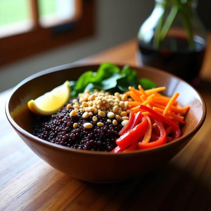 Bowl de Quinoa Negra y Cacahuete: Receta Umami en 20 Minutos con Toque Asiático