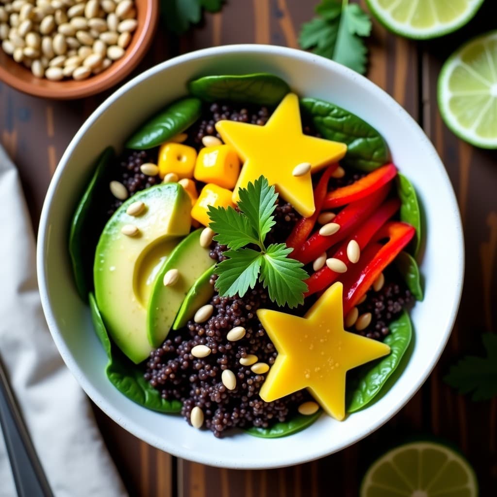 Bowl de Quinoa Negra y Carambola: Receta Antioxidante con Toque Tropical en 20 Minutos