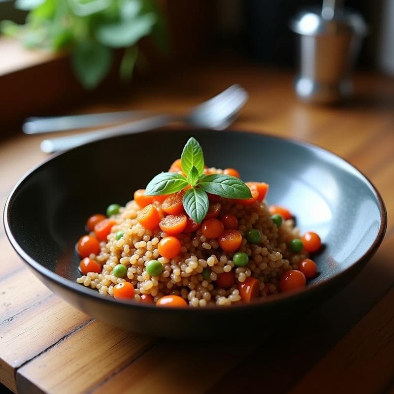 Bowl de Quinoa Negra y Champiñones Salteados con Salsa de Kimchi: Receta Coreana