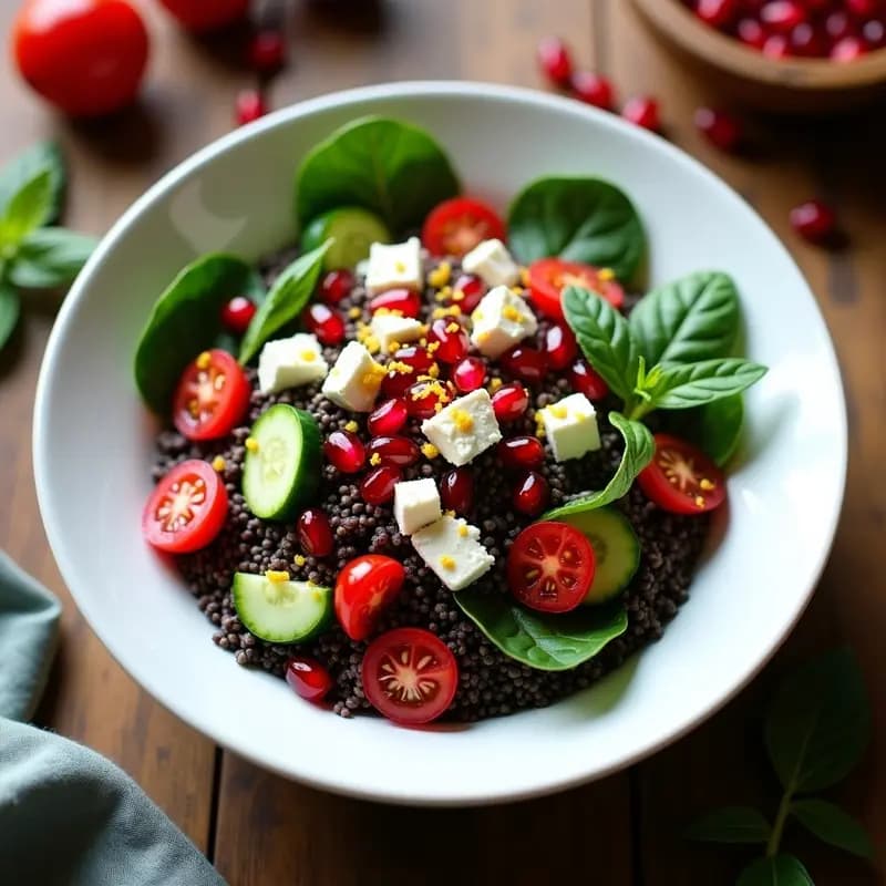 Bowl de Quinoa Negra con Feta de Anacardos y Granada: Receta Sin Lácteos y Alta en Fibra