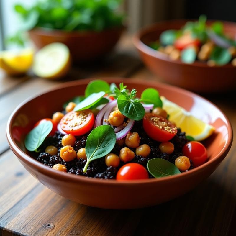 Bowl de Quinoa Negra y Garbanzos Ahumados: Receta en Airfryer con Sabor Umami y Sin Aceite