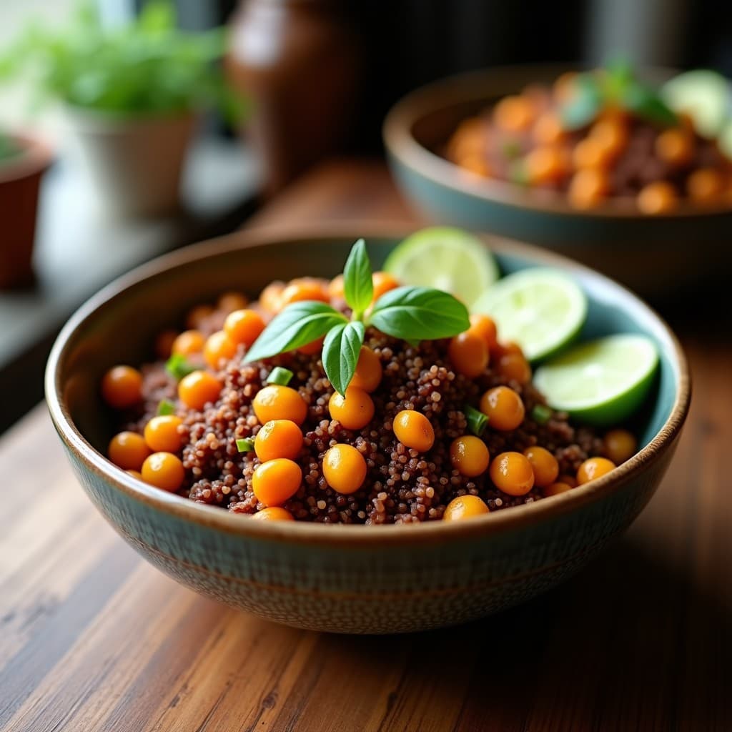 Bowl de Quinoa Negra y Garbanzos con Salsa de Tamarindo: Receta Peruana en Olla Express