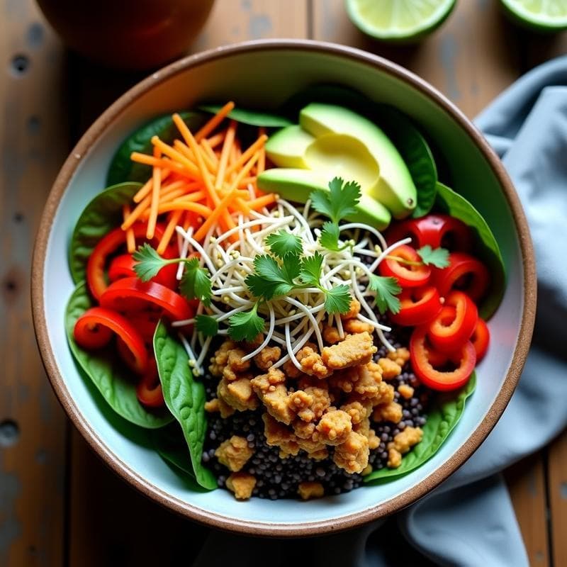 Bowl de Quinoa Negra y Jackfruit Desmenuzado con Aderezo de Limón y Cilantro: Receta Peruana Sin Gluten