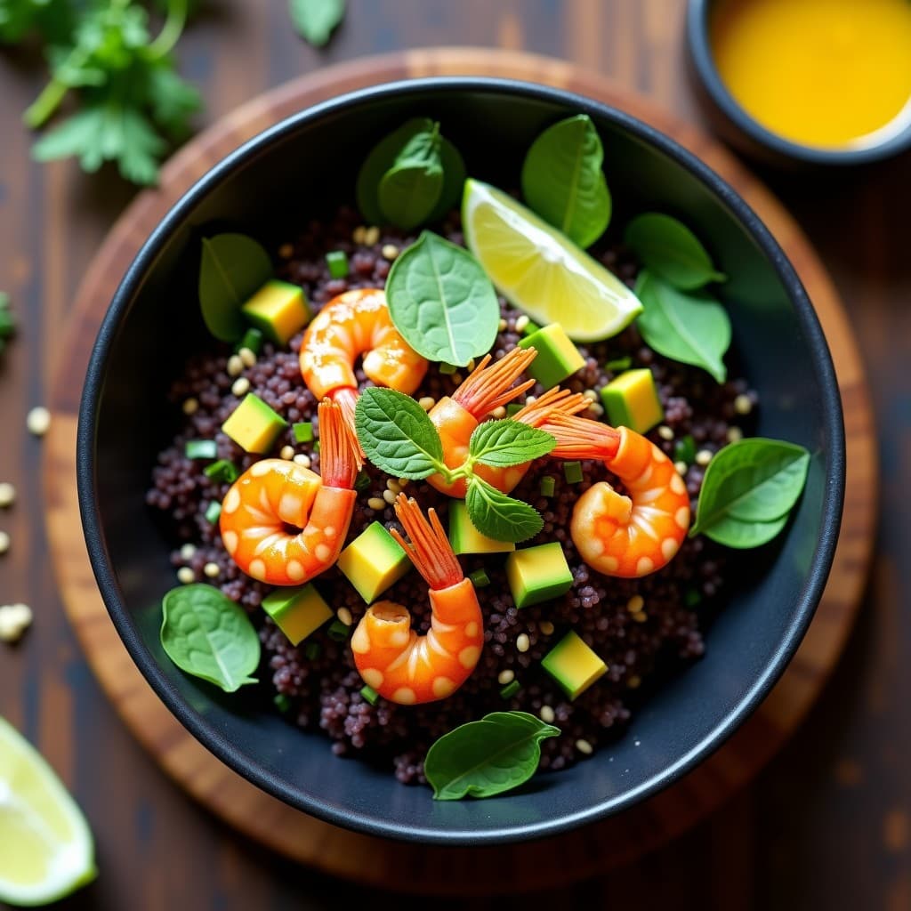 Bowl de Quinoa Negra y Langostinos al Ají Amarillo: Receta Peruana Keto en 20 Minutos