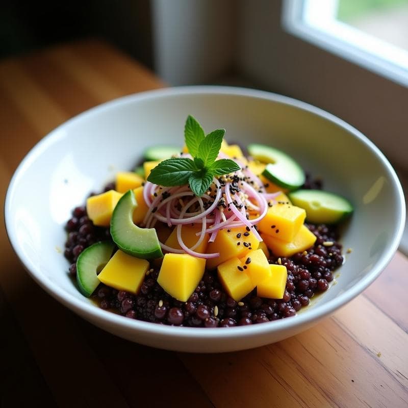 Bowl de Quinoa Negra y Mango con Aliño de Lima: Receta Peruana Keto